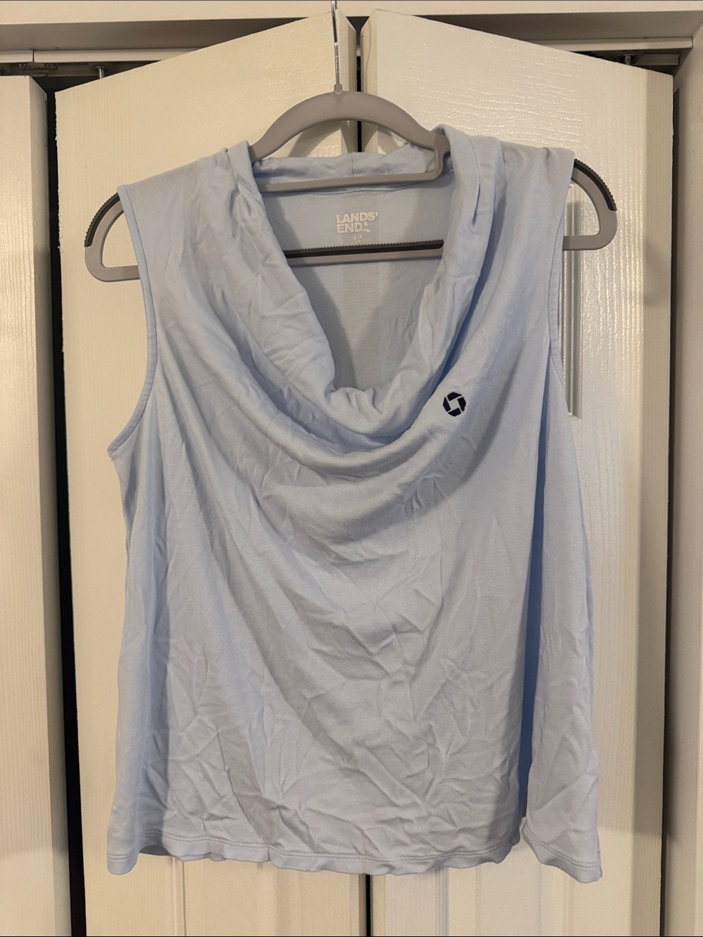 Chase Apparel Lands' End Light Blue Draped Cowl Neck Sleeveless Tank
